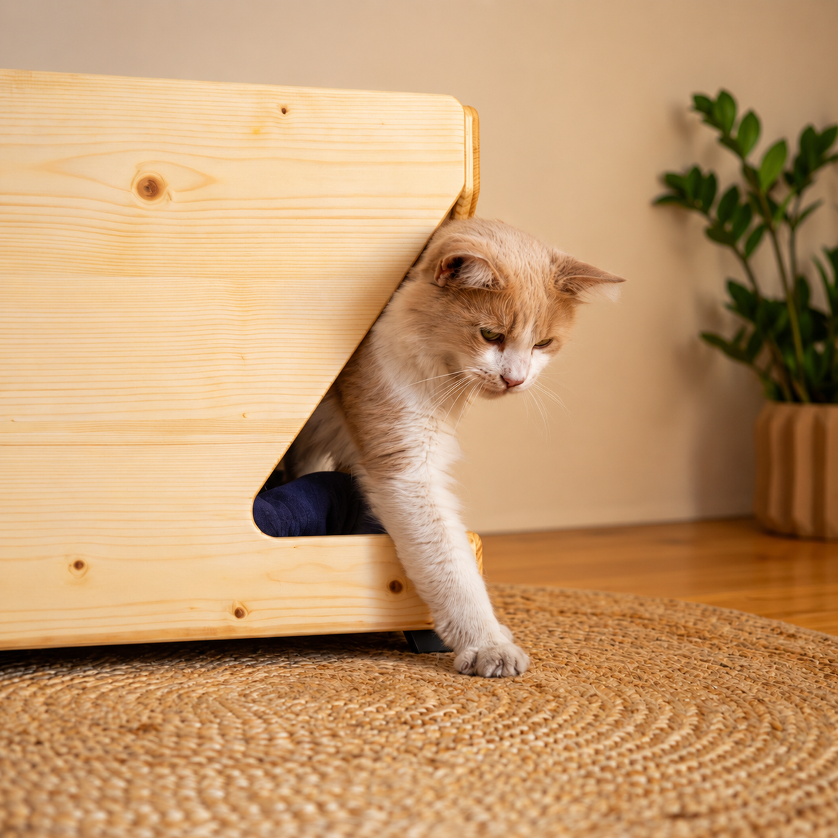 Cuccia per Gatti in Legno di Abete Naturale