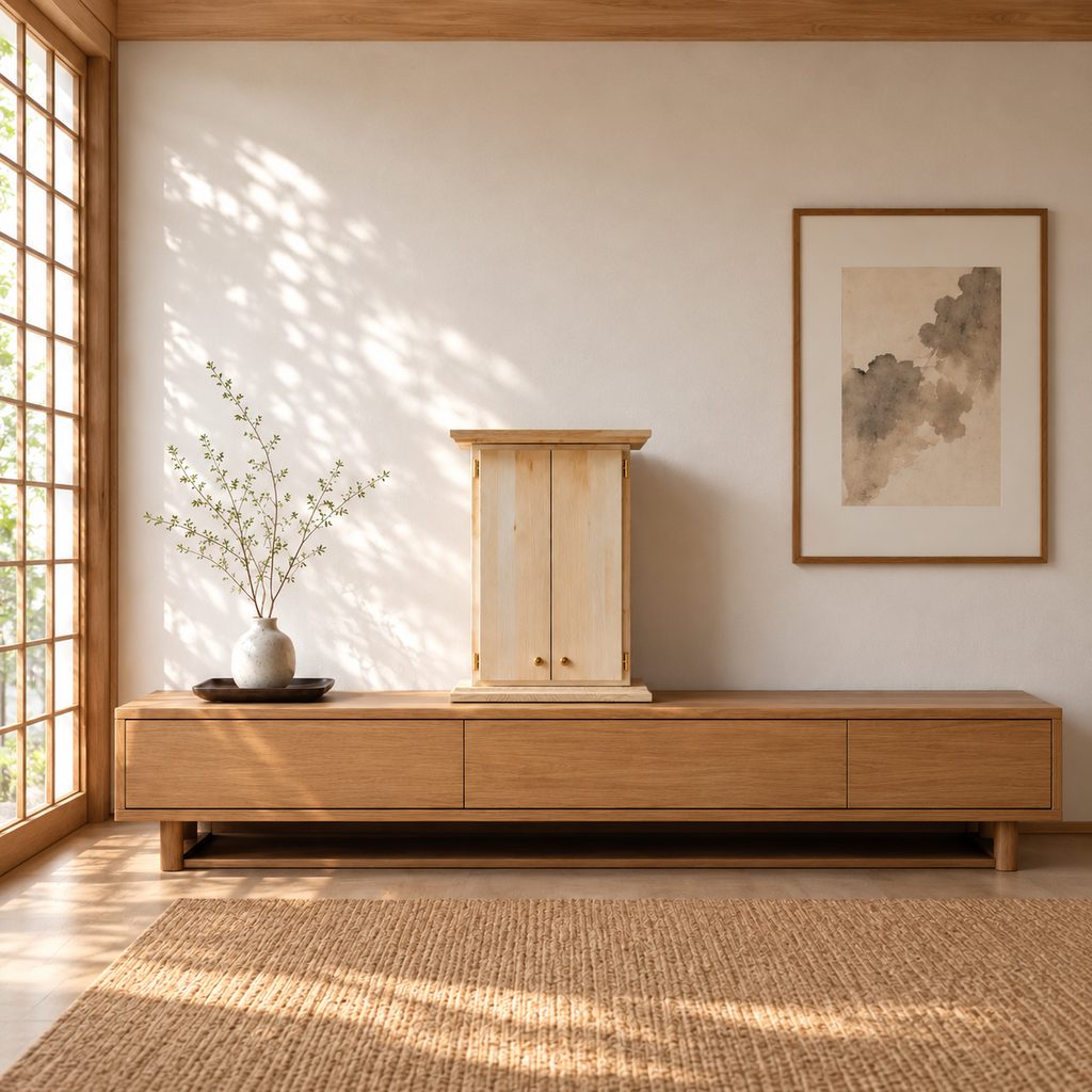 Butsudan in legno d’abete | Altare buddista naturale