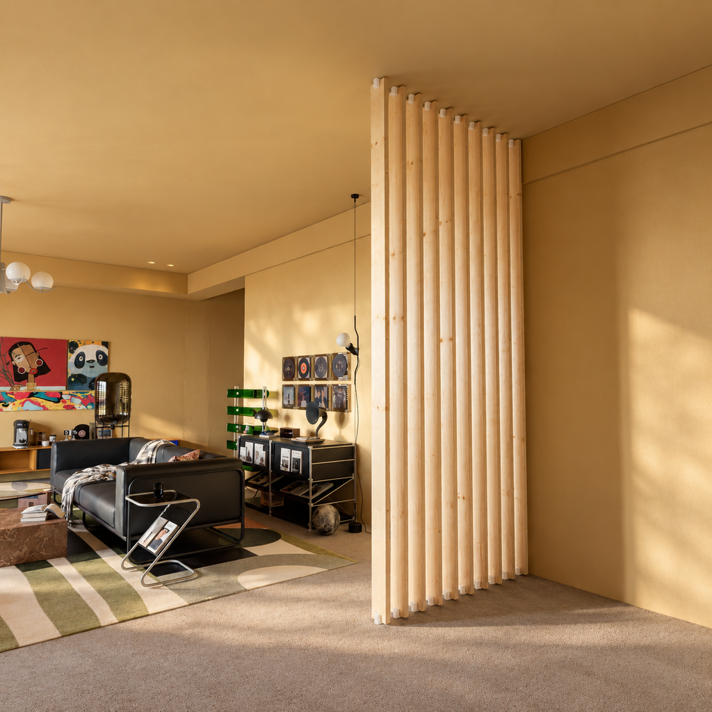 Parete divisoria in legno di abete – Doga singola fissa con sistema KIT-UP
