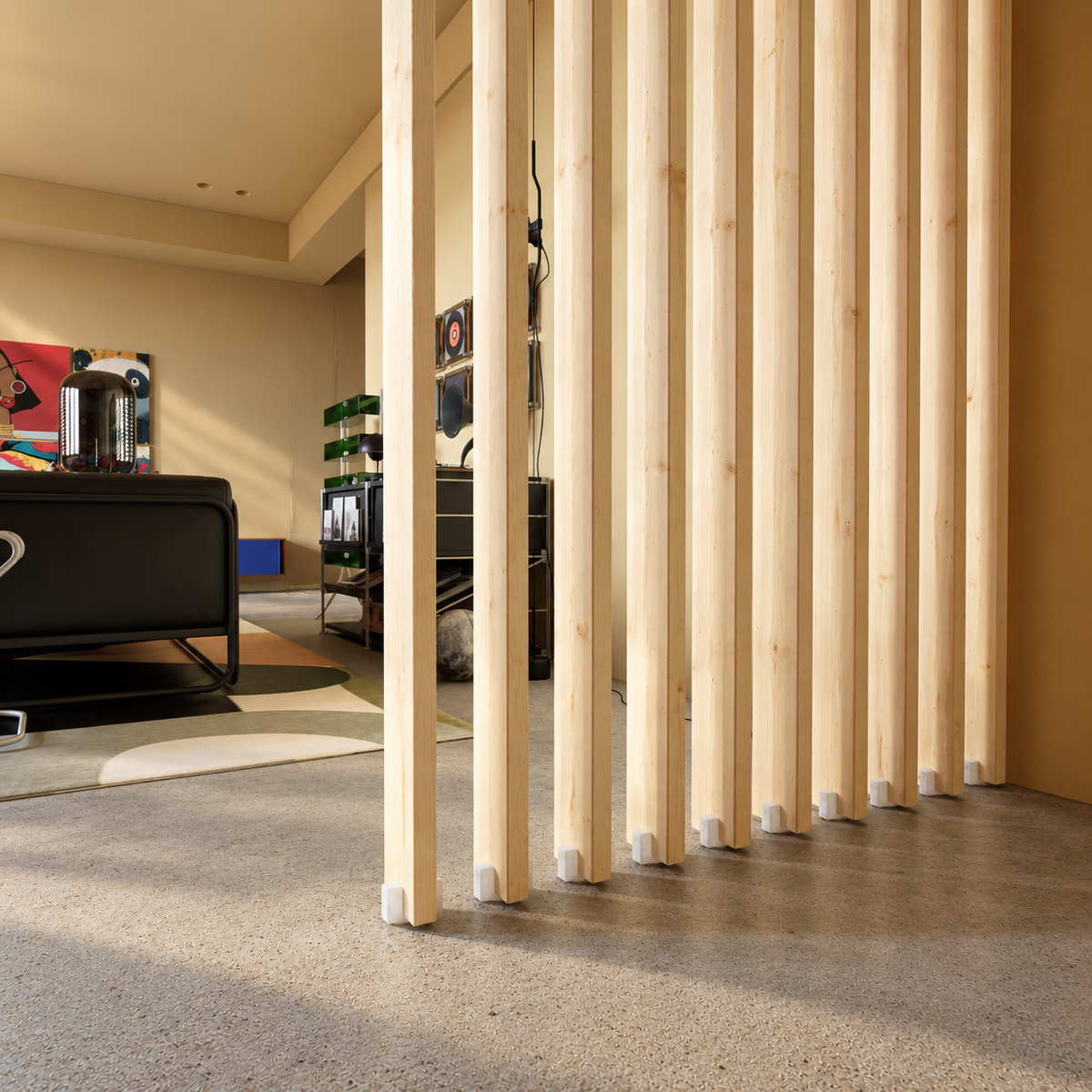 Parete divisoria in legno di abete – Doga singola fissa con sistema KIT-UP