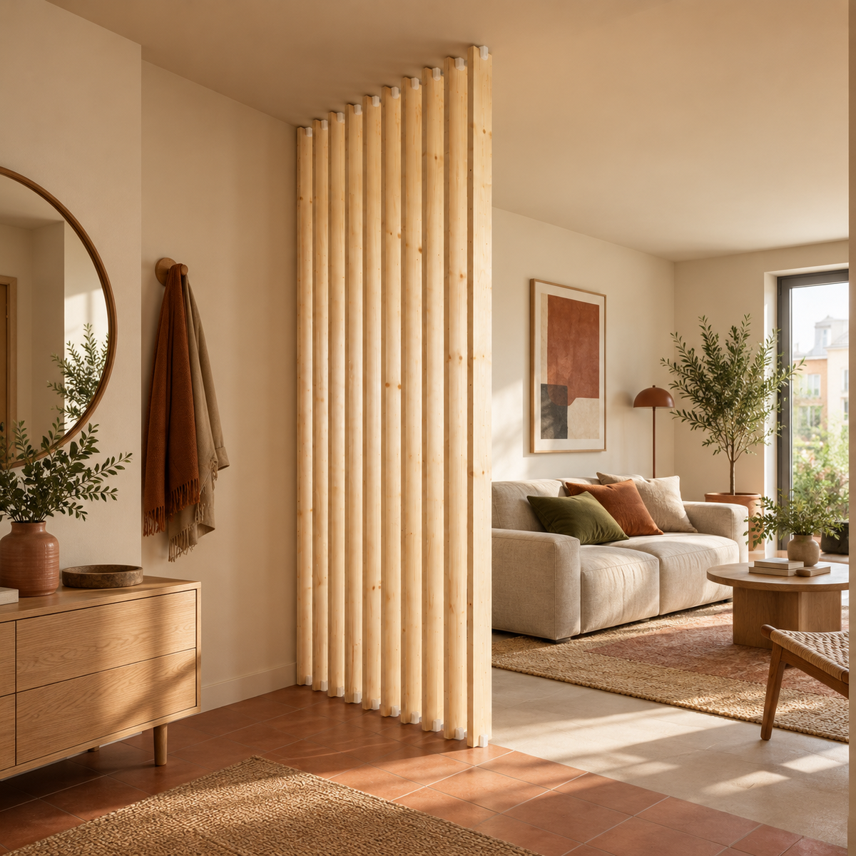 Parete divisoria in legno di abete – Doga singola fissa con sistema KIT-UP