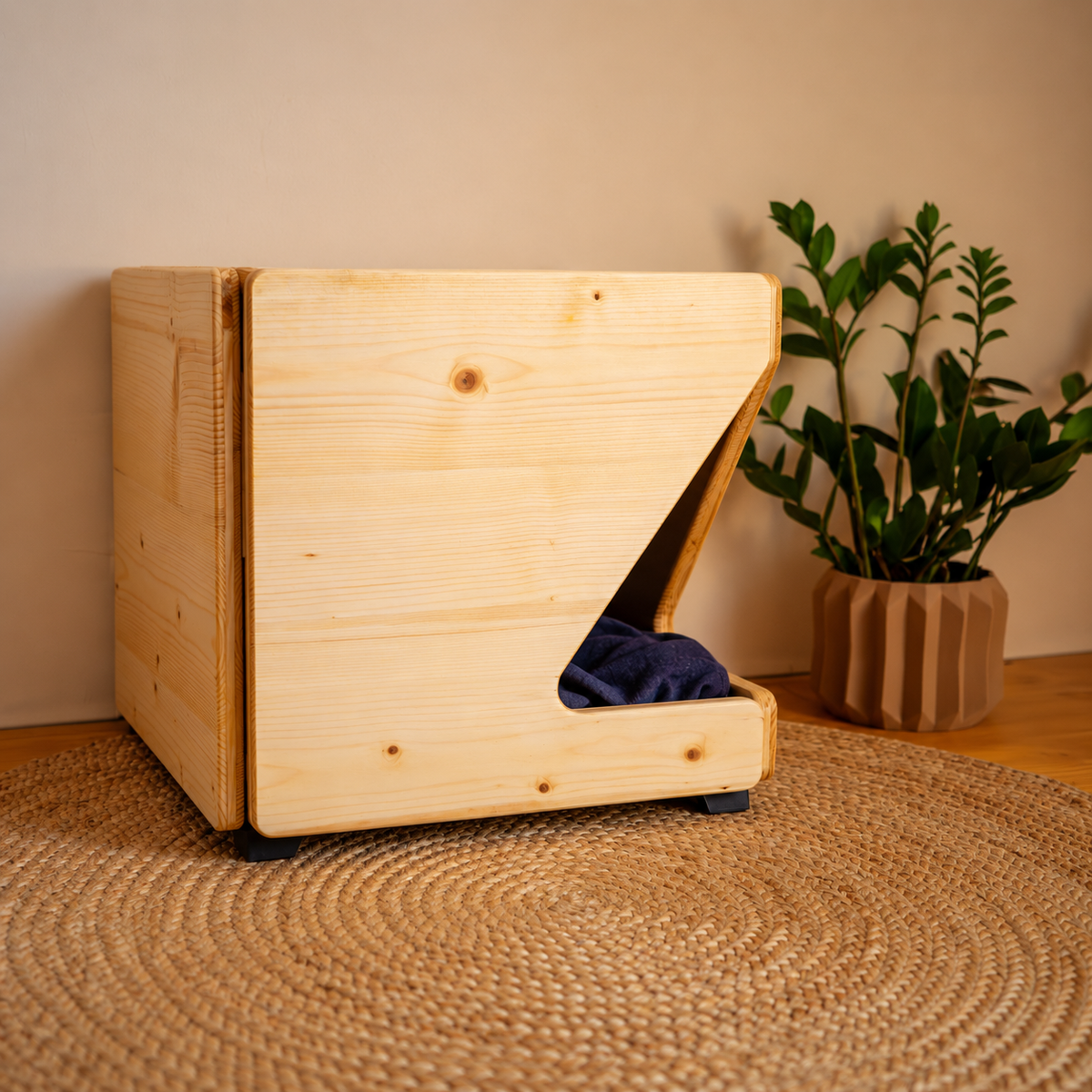 Cuccia per Gatti in Legno di Abete Naturale