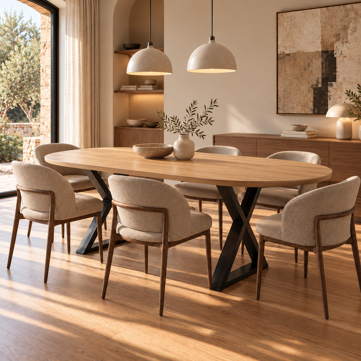 LAVINA – Tavolo da pranzo ovale in legno di castagno