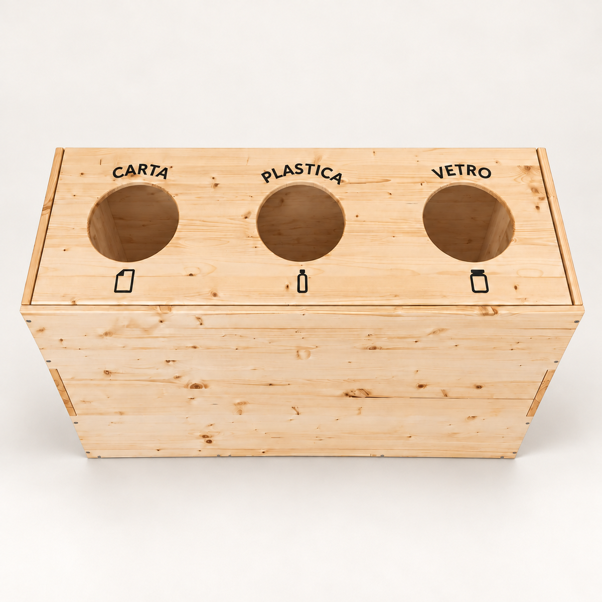 Cestino per Differenziata in Legno (2 scompartimenti)