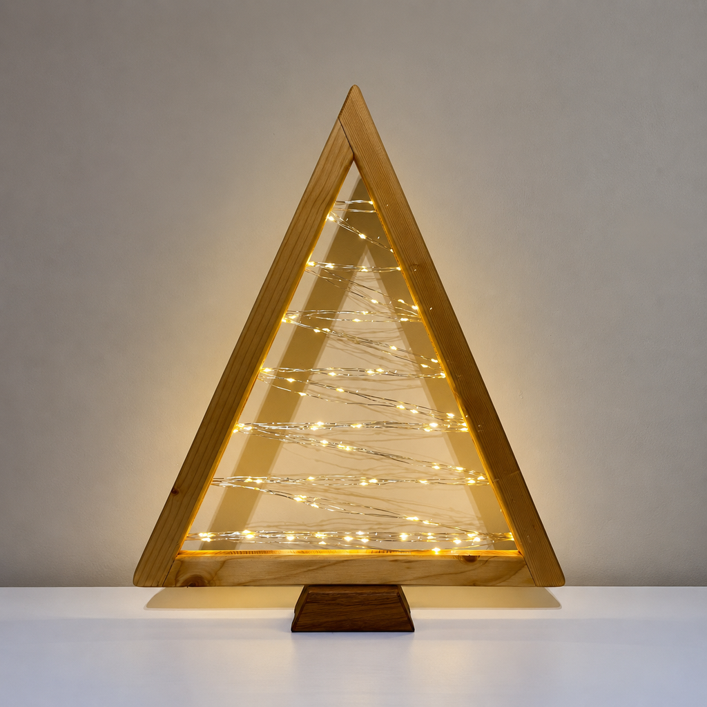 Albero di Natale in Legno con Luci LED Artigianale
