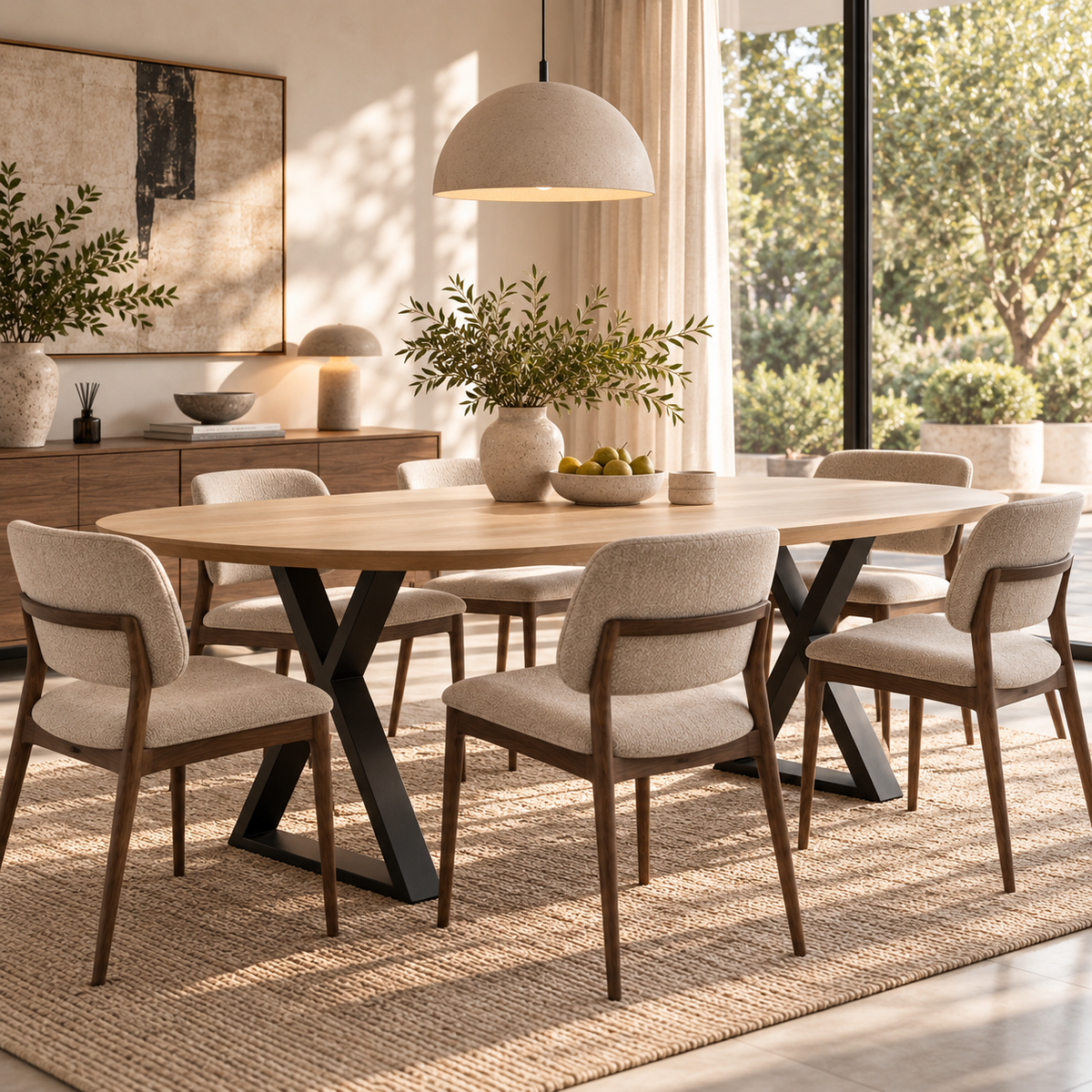 LAVINA – Tavolo da pranzo ovale in legno di castagno
