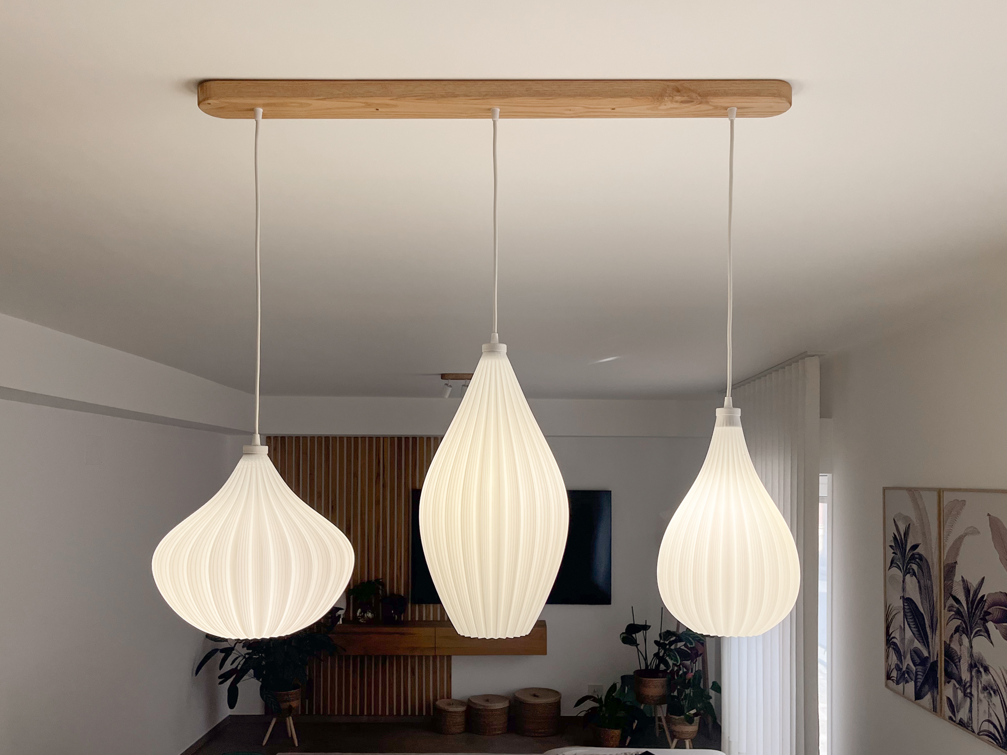 lampadario a sospensione sostenibile in bio-plastica di mais