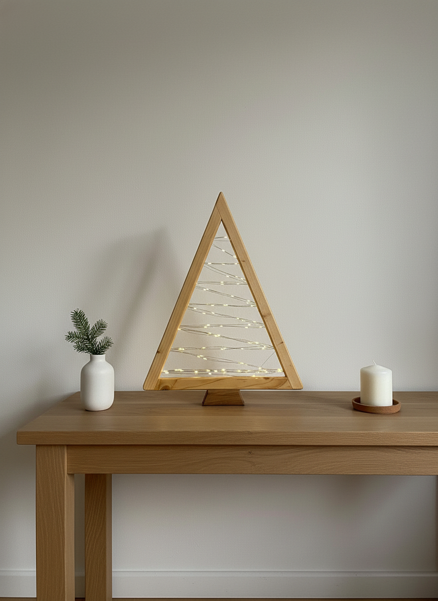 Albero di Natale in Legno con Luci LED Artigianale