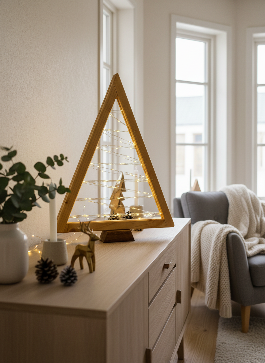 Albero di Natale in Legno con Luci LED Artigianale