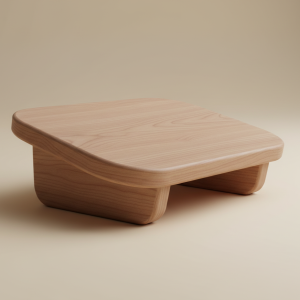 Poggiapiedi ergonomico da ufficio in legno di castagno naturale con design minimale, fotografato su sfondo neutro.